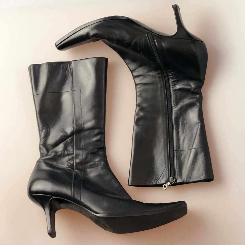 PRADA Black Leather Boots Size 9.5